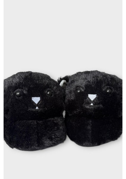 Kadın Sevimli Kedi Figürlü Peluş Panduf Siyah fırsatları