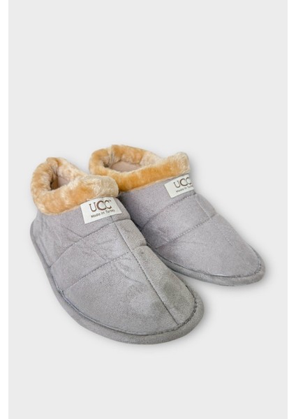 Unisex Içi Yünlü Kışlık Ev Ayakkabısı Panduf Gri modelleri