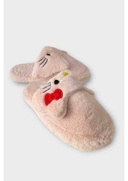 Kışlık Kadın Hellokitty Figürlü Kaydırmaz Taban Ev Ayakkabısı Panduf Pudra fiyatları