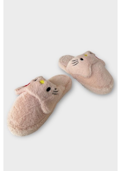 Kışlık Kadın Hellokitty Figürlü Kaydırmaz Taban Ev Ayakkabısı Panduf Pudra fırsatları