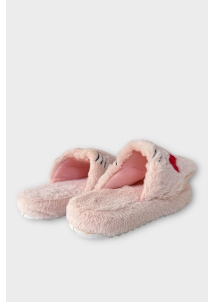 Kışlık Kadın Hellokitty Figürlü Kaydırmaz Taban Ev Ayakkabısı Panduf Pudra indirimleri
