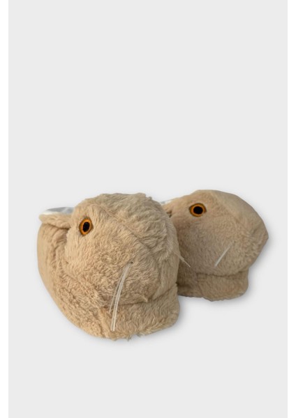 Peluş Tavşan Figürlü Kaymaz ve Ses Yapmaz Ev Panduf Bej fiyatları