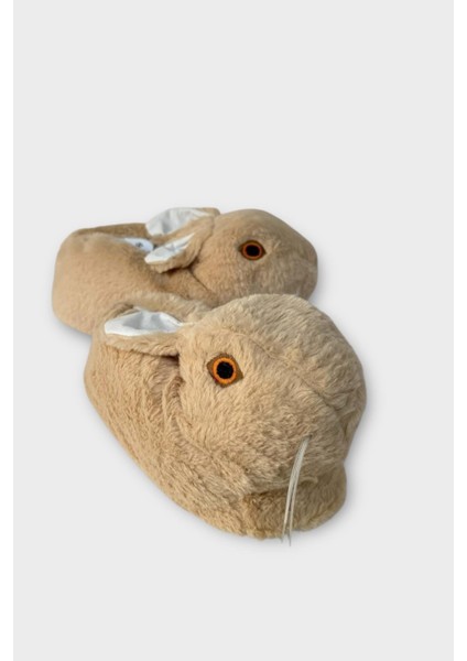 Peluş Tavşan Figürlü Kaymaz ve Ses Yapmaz Ev Panduf Bej modelleri