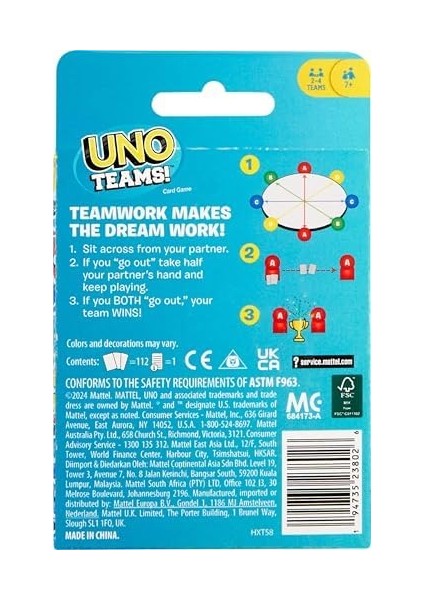 Games Uno Teams™ Kartlar Aile ve Arkadaşlarla Bir Araya Gelinen Akşamlara, Seyahatlere, Kamplara ve Partilere Yönelik Uno Teams Kart Oyunu HXT58 fiyatları