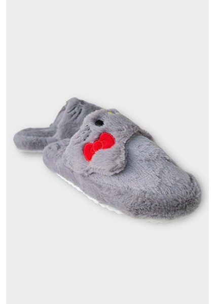 Kışlık Kadın Hellokitty Figürlü Kaydırmaz Taban Ev Ayakkabısı Panduf Füme modelleri