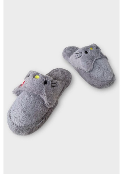 Kışlık Kadın Hellokitty Figürlü Kaydırmaz Taban Ev Ayakkabısı Panduf Füme fırsatları