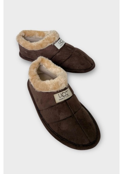 Unisex Içi Yünlü Kışlık Ev Ayakkabısı Panduf Kahverengi fırsatları