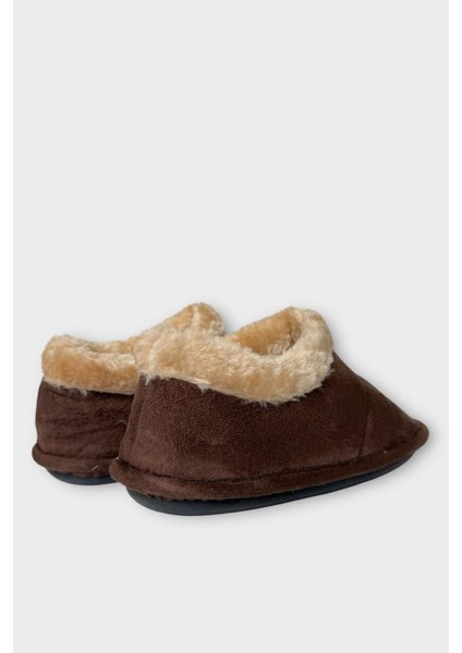 Unisex Içi Yünlü Kışlık Ev Ayakkabısı Panduf Kahverengi indirimleri