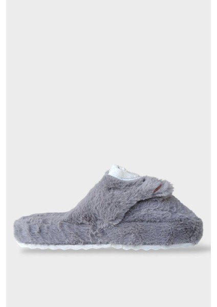 Kadın Kışlık Sevimli Panda Figürlü Kaydırmaz Taban Ev Terliği Panduf Füme