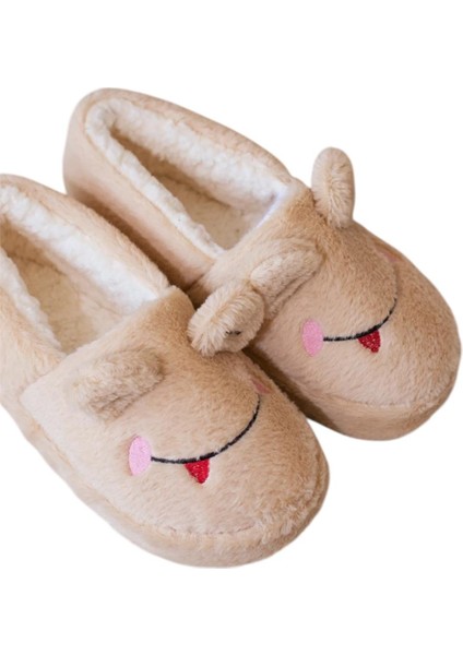 Kadın Panduf Kaydırmaz Tabanlı Bej Kurbağa Figürlü Kışlık Ev Ayakkabısı modelleri