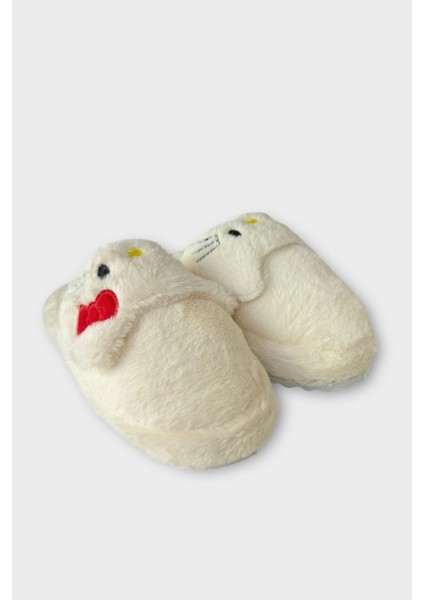 Kışlık Kadın Hellokitty Figürlü Kaydırmaz Taban Ev Ayakkabısı Panduf Beyaz modelleri
