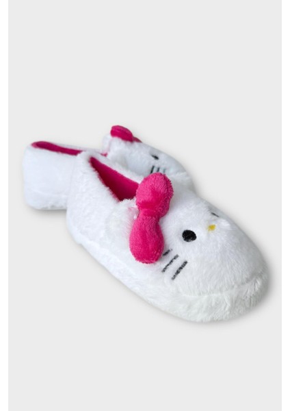 Kışlık Kadın Hellokitty Figürlü Kaydırmaz Taban Ev Ayakkabısı Panduf Beyaz - Pembe fiyatları