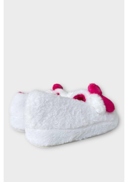 Kışlık Kadın Hellokitty Figürlü Kaydırmaz Taban Ev Ayakkabısı Panduf Beyaz - Pembe indirimleri