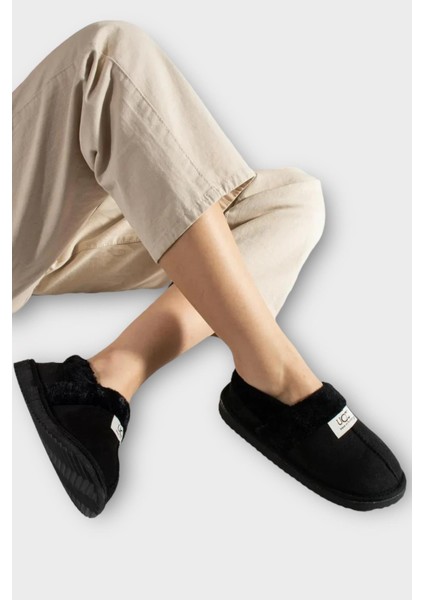 Ultra Hafif Içi Tüylü Ev Ayakkabısı Kadın Panduf Siyah modelleri