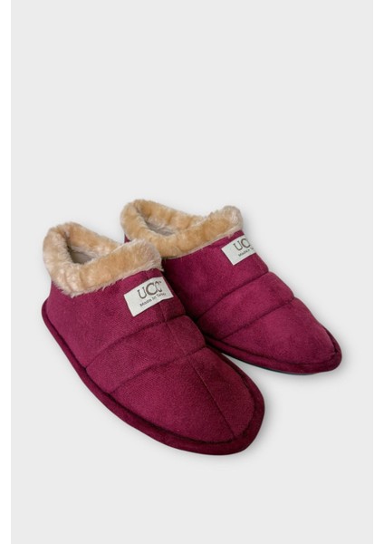 Unisex Içi Yünlü Kışlık Ev Ayakkabısı Panduf Bordo fırsatları