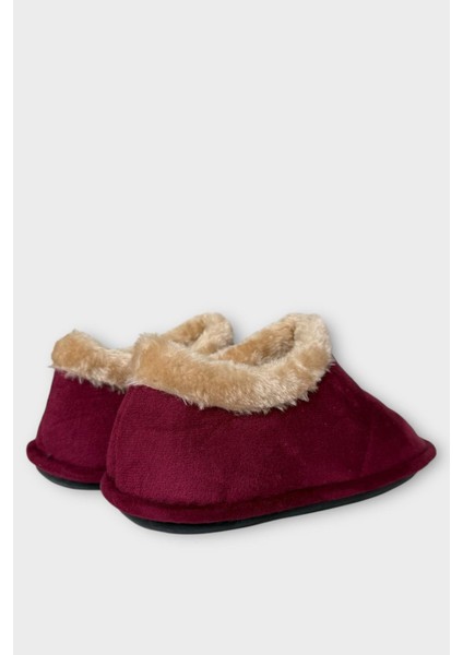 Unisex Içi Yünlü Kışlık Ev Ayakkabısı Panduf Bordo indirimleri