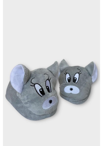 Kadın Sevimli Hayvan Figürlü Panduf Ev Botu Gri fiyatları