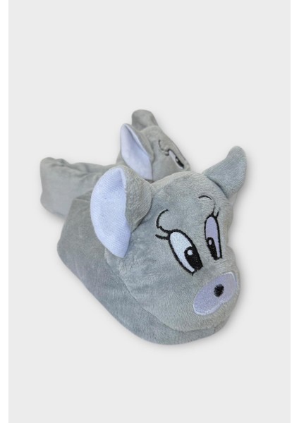 Kadın Sevimli Hayvan Figürlü Panduf Ev Botu Gri modelleri