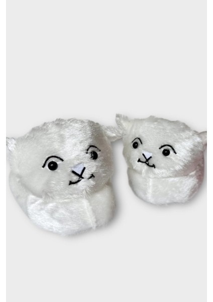 Kadın Sevimli Kedi Figürlü Peluş Panduf Gri fırsatları