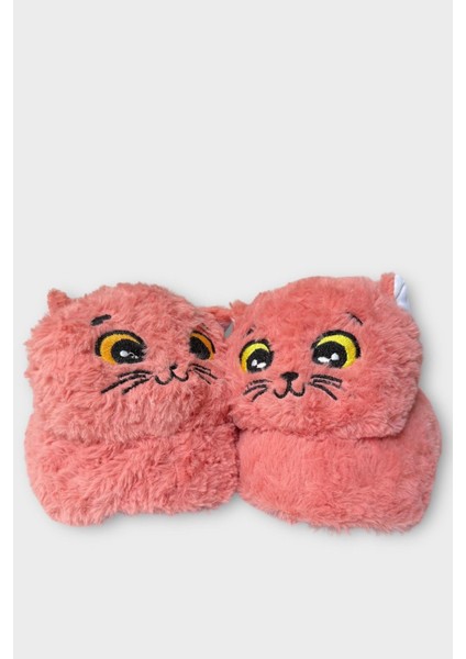 Kadın Sevimli Kedi Figürlü Peluş Panduf Pudra fiyatları