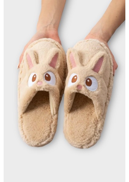 Kadın Kışlıktavşan Figürlü Kaydırmaz Taban Ev Terliği Panduf Kahverengi fiyatları