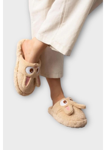 Kadın Kışlıktavşan Figürlü Kaydırmaz Taban Ev Terliği Panduf Kahverengi modelleri