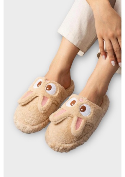 Kadın Kışlıktavşan Figürlü Kaydırmaz Taban Ev Terliği Panduf Kahverengi fırsatları