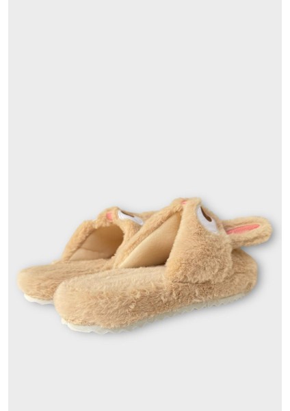 Kadın Kışlıktavşan Figürlü Kaydırmaz Taban Ev Terliği Panduf Kahverengi indirimleri