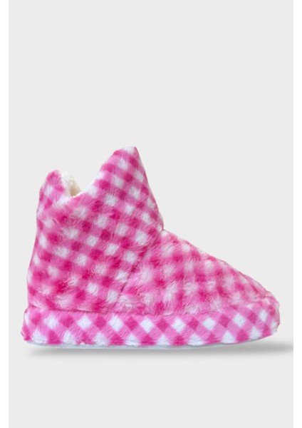 Kadın Piti Kareli Ev Botu Panduf Pembe