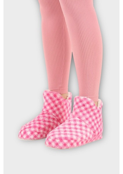 Kadın Piti Kareli Ev Botu Panduf Pembe modelleri