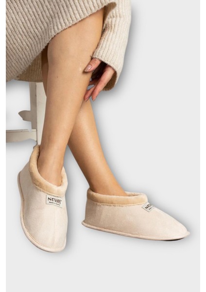 Unisex Içi Yünlü Kışlık Ev Ayakkabısı Panduf Krem modelleri