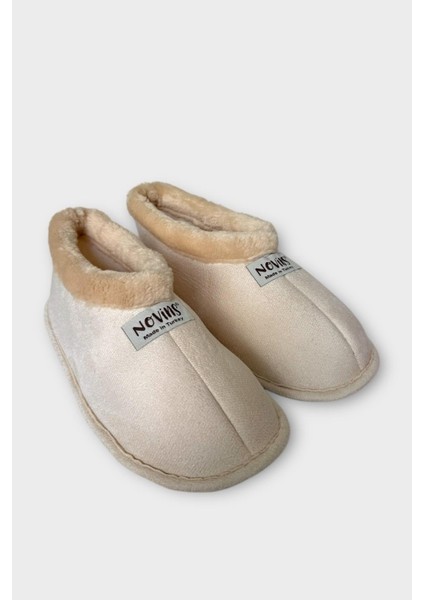 Unisex Içi Yünlü Kışlık Ev Ayakkabısı Panduf Krem indirimleri