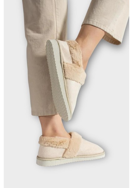 Ultra Hafif Içi Tüylü Ev Ayakkabısı Kadın Panduf Krem modelleri