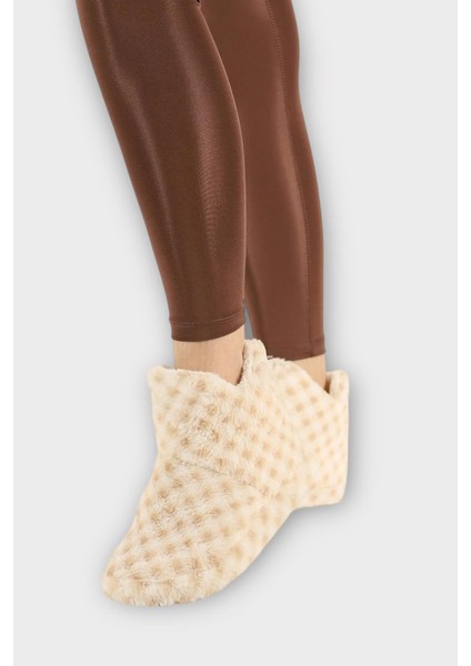 Kadın Piti Kareli Ev Botu Panduf Bej fırsatları