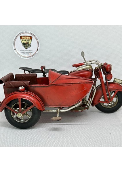 El Yapımı Dekoratif Yan Sepetli Kırmızı Motosiklet Model – Metal Biblo & Vintage Maket (18 Cm) fiyatları