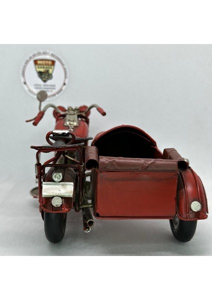 El Yapımı Dekoratif Yan Sepetli Kırmızı Motosiklet Model – Metal Biblo & Vintage Maket (18 Cm) fırsatları