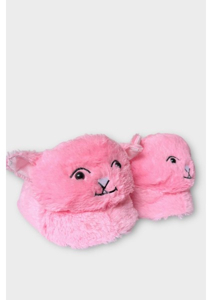 Kadın Sevimli Kedi Figürlü Peluş Panduf Pembe