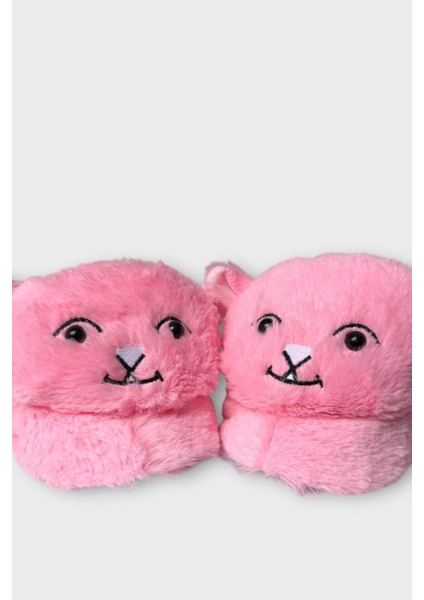 Kadın Sevimli Kedi Figürlü Peluş Panduf Pembe fırsatları