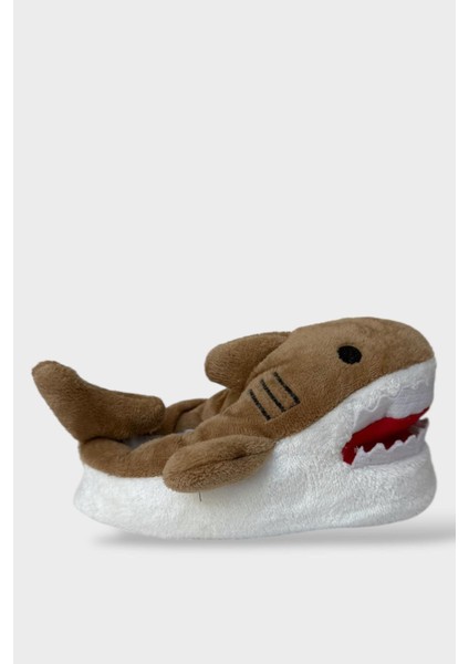 Kadın Köpek Balığı Figürlü Panduf Vizon