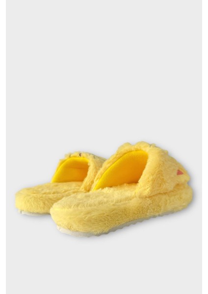 Kadın Kışlık Kedi Figürlü Kaydırmaz Taban Ev Terliği Panduf Sarı indirimleri