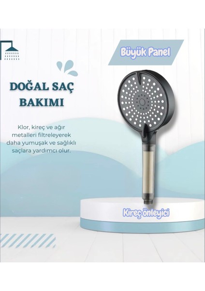 1 Adet Yedek Filtreli Su Tasarruflu Kireç Önleyici Özellikli Duş Başlığı