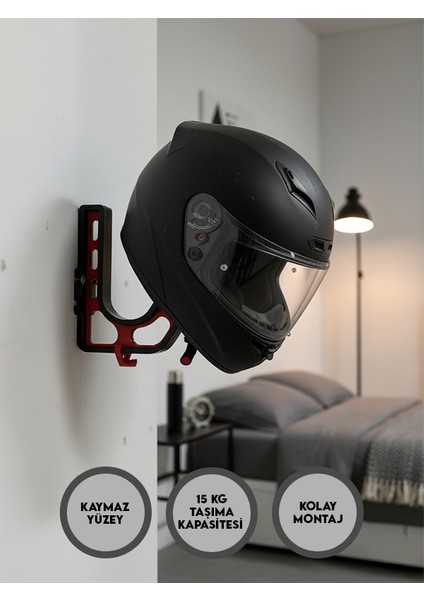 Kask ve Mont Tutucu Sert Plastik Malzeme ile 15 kg Taşıma Kapasitesi Sunar