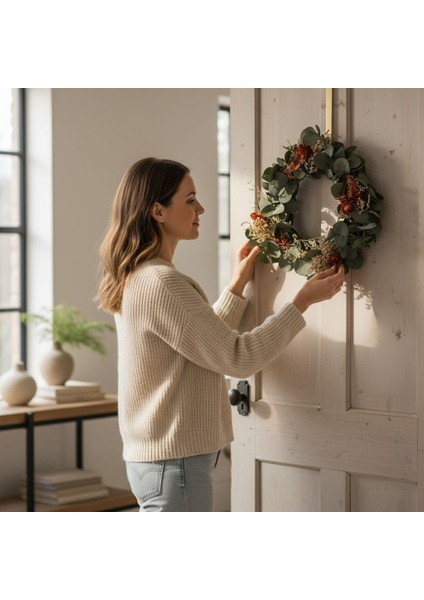 Okaliptus Yaprakları Doğal Çelenk Kapı Vb Süsü 26 cm