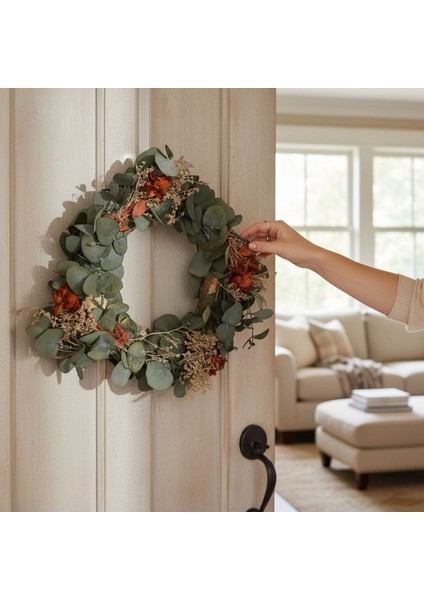 Okaliptus Yaprakları Doğal Çelenk Kapı Vb Süsü 26 cm fırsatları