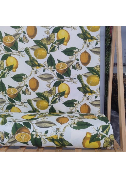 Limon ve Limon Çiçeği Desenli Su ve Leke Itici Panama Keteni Duck Kumaş Bezi fiyatları