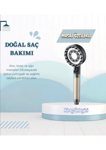 2 Adet Yedek Filtreli Su Tasarruflu Yüksek Basınç Özellikli Duş Başlığı