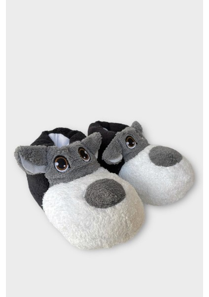 Unisex Panduf Ses Yapmayan Ev Patiği Siyah - Beyaz