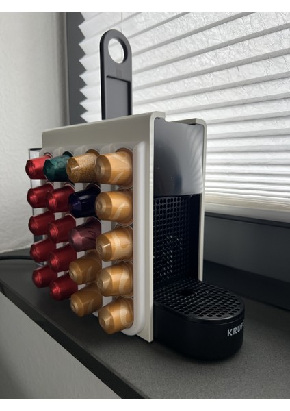 Kapsül Kahve Tutucu Düzenleyici Beyaz Organizer Kendinden Yapışkanlı 4 Yuvalı