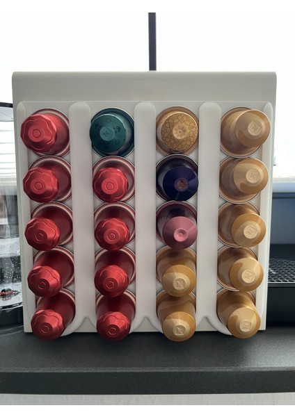 Kapsül Kahve Tutucu Düzenleyici Beyaz Organizer Kendinden Yapışkanlı 4 Yuvalı fiyatları