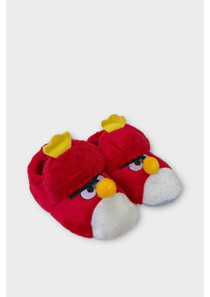 Çocuk Kızgın Ördek Figürlü Unisex Panduf Kırmızı